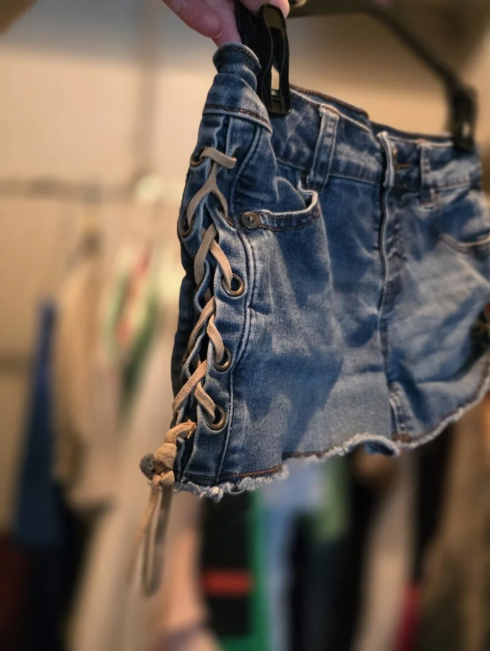 Justice Girls Denim Shorts with Side Laces